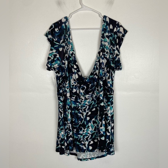 Torrid Super Soft Knit Floral Babydoll Top Plus Size 6X Blue Off Shoulder - Picture 6 of 13